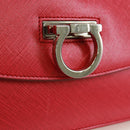 Salvatore Ferragamo Gancini Handtasche Leder 2-Wege Pink Silber Auth 171936V-20
