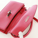 Salvatore Ferragamo Gancini Handtasche Leder 2-Wege Pink Silber Auth 171936V-21