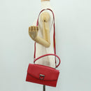 Salvatore Ferragamo Gancini Handtasche Leder 2-Wege Pink Silber Auth 171936V-27