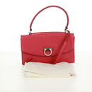 Salvatore Ferragamo Gancini Handtasche Leder 2-Wege Pink Silber Auth 171936V-12