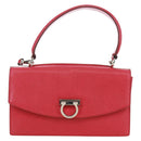 Salvatore Ferragamo Gancini Handtasche Leder 2-Wege Pink Silber Auth 171936V-13