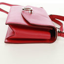 Salvatore Ferragamo Gancini Handtasche Leder 2-Wege Pink Silber Auth 171936V-4