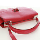 Salvatore Ferragamo Gancini Handtasche Leder 2-Wege Pink Silber Auth 171936V-6