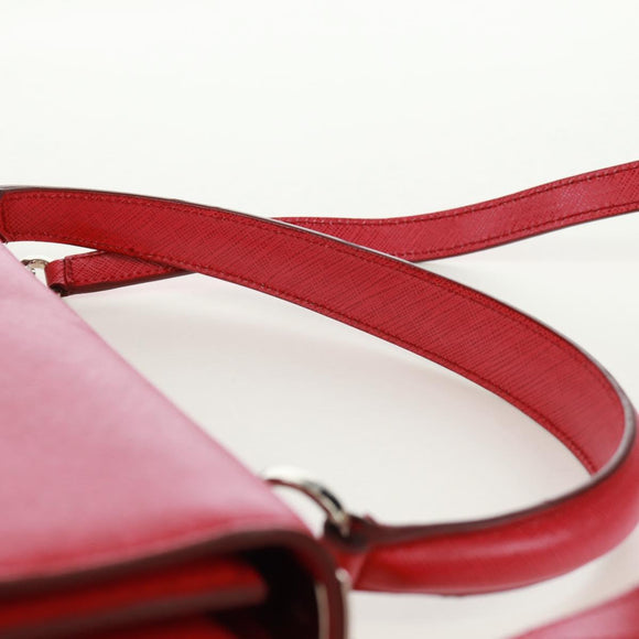 Salvatore Ferragamo Gancini Handtasche Leder 2-Wege Pink Silber Auth 171936V