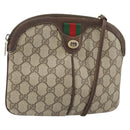 GUCCI GG Supreme Web Sherry Line Bag PVC Beige Gold 904 02 047 Auth 171964-1