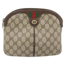 GUCCI GG Supreme Web Sherry Line Bag PVC Beige Gold 904 02 047 Auth 171964-2