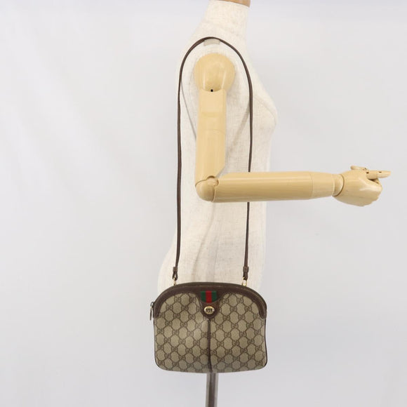 GUCCI GG Supreme Web Sherry Line Bag PVC Beige Gold 904 02 047 Auth 171964