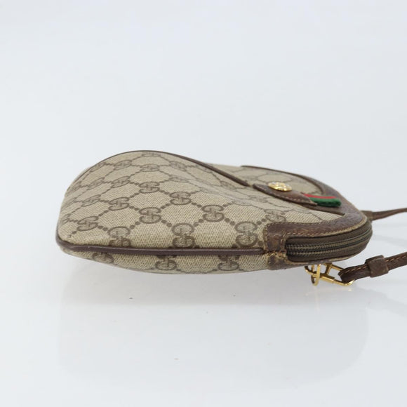 GUCCI GG Supreme Web Sherry Line Bag PVC Beige Gold 904 02 047 Auth 171964