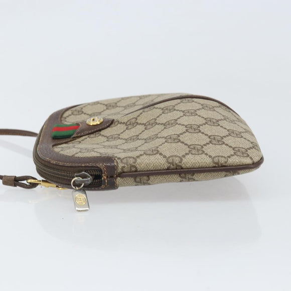 GUCCI GG Supreme Web Sherry Line Bag PVC Beige Gold 904 02 047 Auth 171964