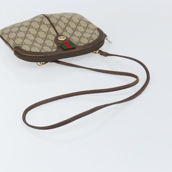 GUCCI GG Supreme Web Sherry Line Bag PVC Beige Gold 904 02 047 Auth 171964