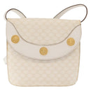 CELINE Macadam Canvas Shoulder Bag PVC Leather White Gold Auth 171965-2