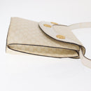CELINE Macadam Canvas Shoulder Bag PVC Leather White Gold Auth 171965-4