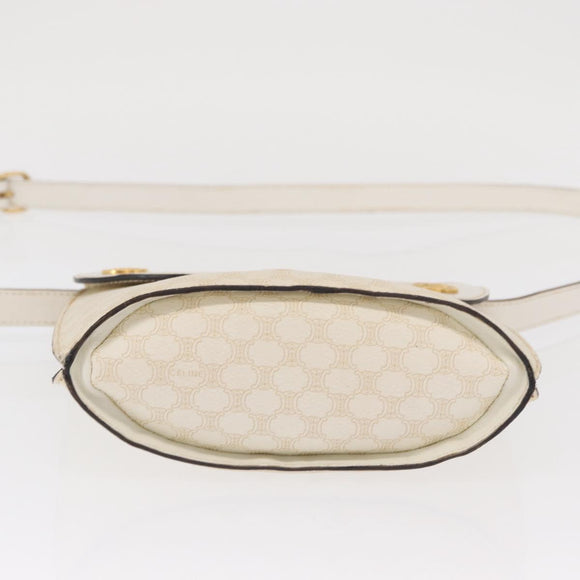 CELINE Macadam Canvas Shoulder Bag PVC Leather White Gold Auth 171965