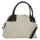 CELINE Macadam Canvas Hand Bag PVC Leather 2way White Gold Auth 171966A-1