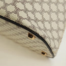CELINE Macadam Canvas Hand Bag PVC Leather 2way White Gold Auth 171966A-13