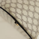 CELINE Macadam Canvas Hand Bag PVC Leather 2way White Gold Auth 171966A-15