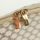 CELINE Macadam Canvas Hand Bag PVC Leather 2way White Gold Auth 171966A-16