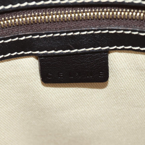 CELINE Macadam Canvas Hand Bag PVC Leather 2way White Gold Auth 171966A