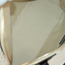CELINE Macadam Canvas Hand Bag PVC Leather 2way White Gold Auth 171966A-19