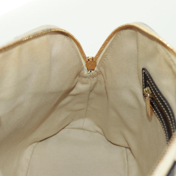 CELINE Macadam Canvas Hand Bag PVC Leather 2way White Gold Auth 171966A
