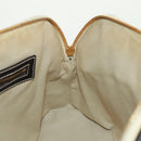 CELINE Macadam Canvas Hand Bag PVC Leather 2way White Gold Auth 171966A-21