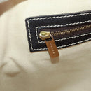 CELINE Macadam Canvas Hand Bag PVC Leather 2way White Gold Auth 171966A-22