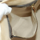 CELINE Macadam Canvas Hand Bag PVC Leather 2way White Gold Auth 171966A-23