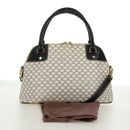 CELINE Macadam Canvas Hand Bag PVC Leather 2way White Gold Auth 171966A-26