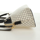 CELINE Macadam Canvas Hand Bag PVC Leather 2way White Gold Auth 171966A-4