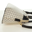 CELINE Macadam Canvas Hand Bag PVC Leather 2way White Gold Auth 171966A-5