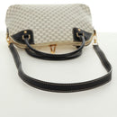 CELINE Macadam Canvas Hand Bag PVC Leather 2way White Gold Auth 171966A-9