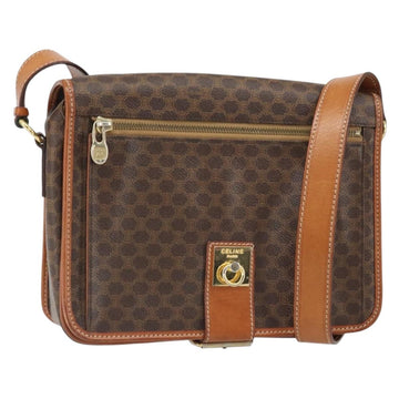 CELINE Macadam Canvas Shoulder Bag PVC Leather Brown Gold Auth 171981