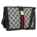 GUCCI GG Supreme Sherry Line Shoulder Bag PVC Navy Gold Auth 171984-1