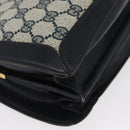 GUCCI GG Supreme Sherry Line Shoulder Bag PVC Navy Gold Auth 171984-9