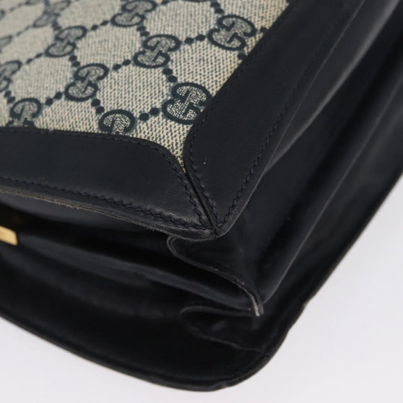 GUCCI GG Supreme Sherry Line Shoulder Bag PVC Navy Gold Auth 171984