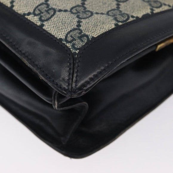 GUCCI GG Supreme Sherry Line Shoulder Bag PVC Navy Gold Auth 171984