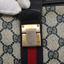 GUCCI GG Supreme Sherry Line Shoulder Bag PVC Navy Gold Auth 171984-17