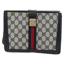 GUCCI GG Supreme Sherry Line Shoulder Bag PVC Navy Gold Auth 171984-13