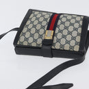 GUCCI GG Supreme Sherry Line Shoulder Bag PVC Navy Gold Auth 171984-6