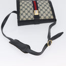 GUCCI GG Supreme Sherry Line Shoulder Bag PVC Navy Gold Auth 171984-7