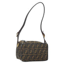 FENDI Zucca Canvas Schultertasche Schwarz Braun Auth 171985-1