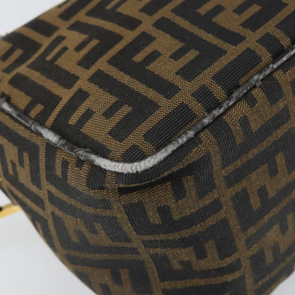 FENDI Zucca Canvas Schultertasche Schwarz Braun Auth 171985