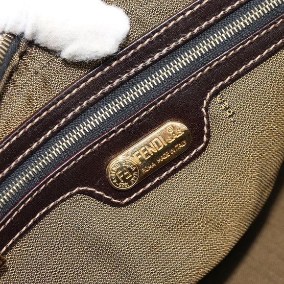FENDI Zucca Canvas Schultertasche Schwarz Braun Auth 171985