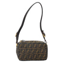 FENDI Zucca Canvas Schultertasche Schwarz Braun Auth 171985-13