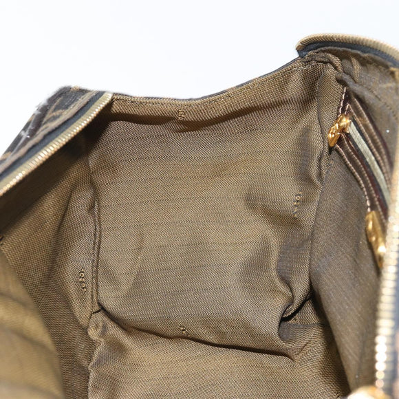 FENDI Zucca Canvas Schultertasche Schwarz Braun Auth 171985