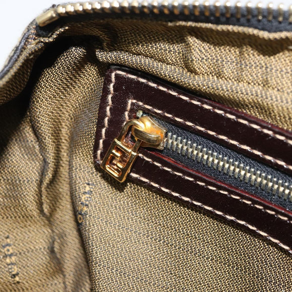 FENDI Zucca Canvas Schultertasche Schwarz Braun Auth 171985
