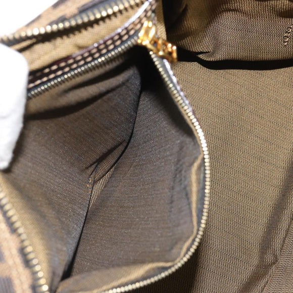 FENDI Zucca Canvas Schultertasche Schwarz Braun Auth 171985