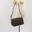 FENDI Zucca Canvas Schultertasche Schwarz Braun Auth 171985-24