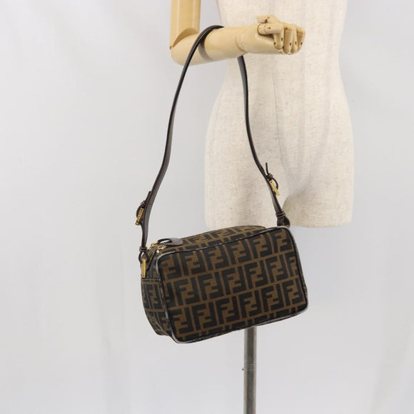 FENDI Zucca Canvas Schultertasche Schwarz Braun Auth 171985