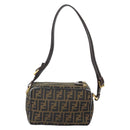 FENDI Zucca Canvas Schultertasche Schwarz Braun Auth 171985-2